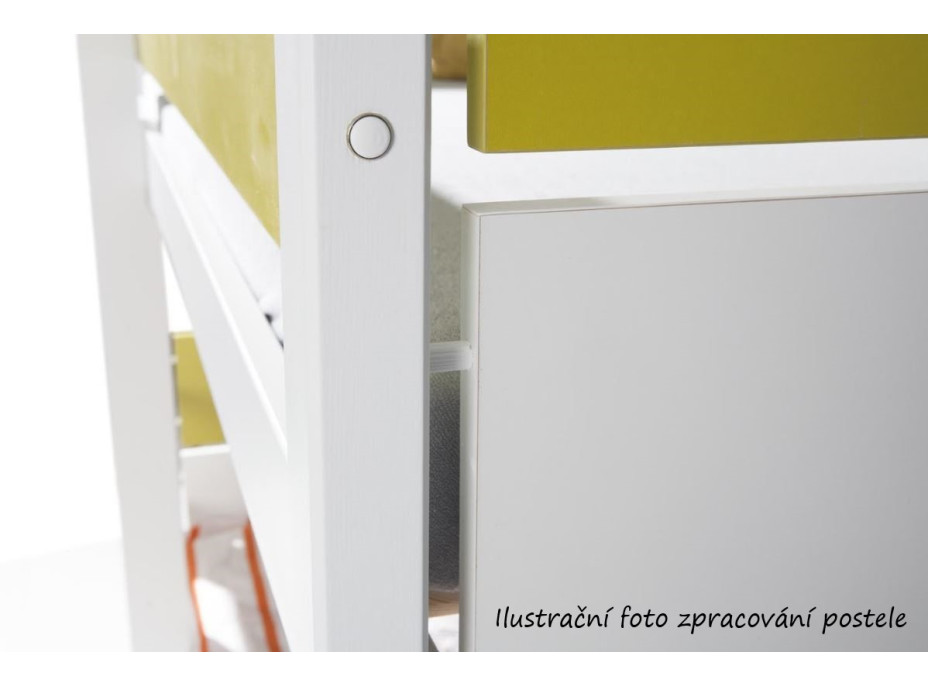 Detská poschodová posteľ z masívu borovice ARTEN III s prístelkou a šuplíky - 200x90 cm - biela/grafitová