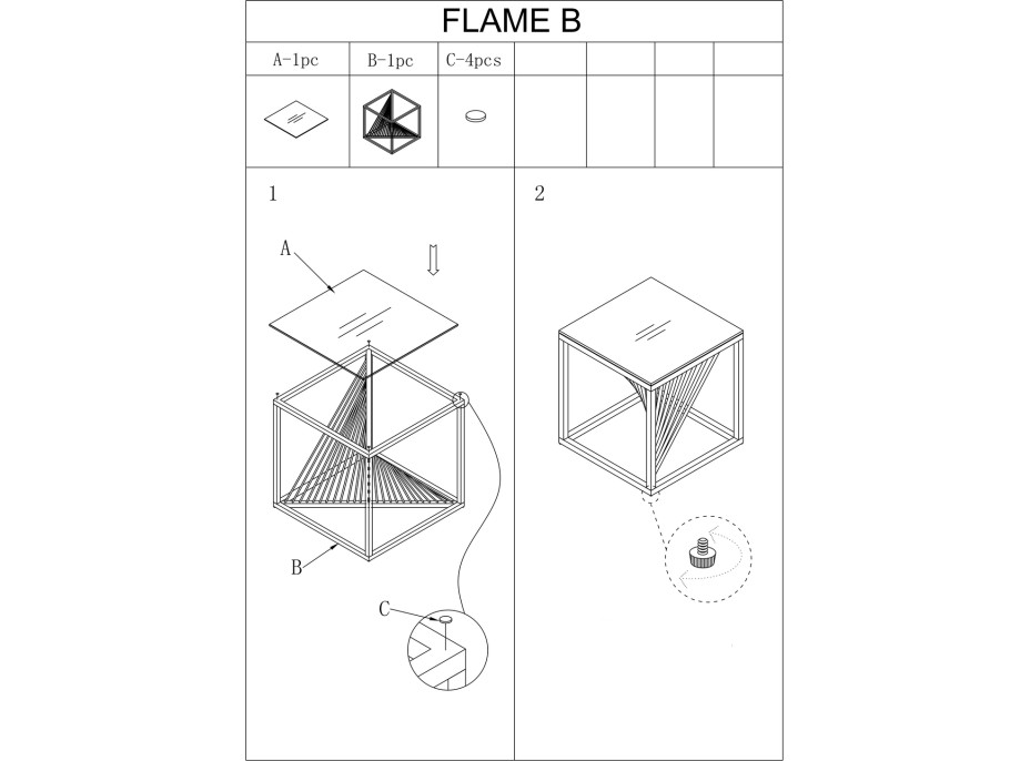 Konferenčný stolík FLAME B sklo/strieborný