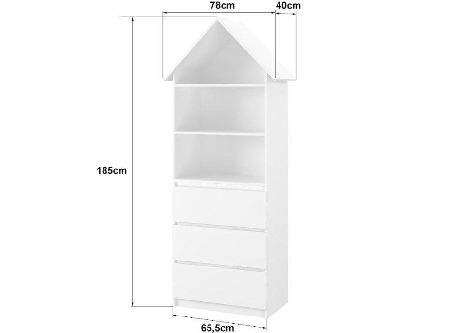 Detský domčekový úložný regál 185 cm - Rainbow High - Friends - biely