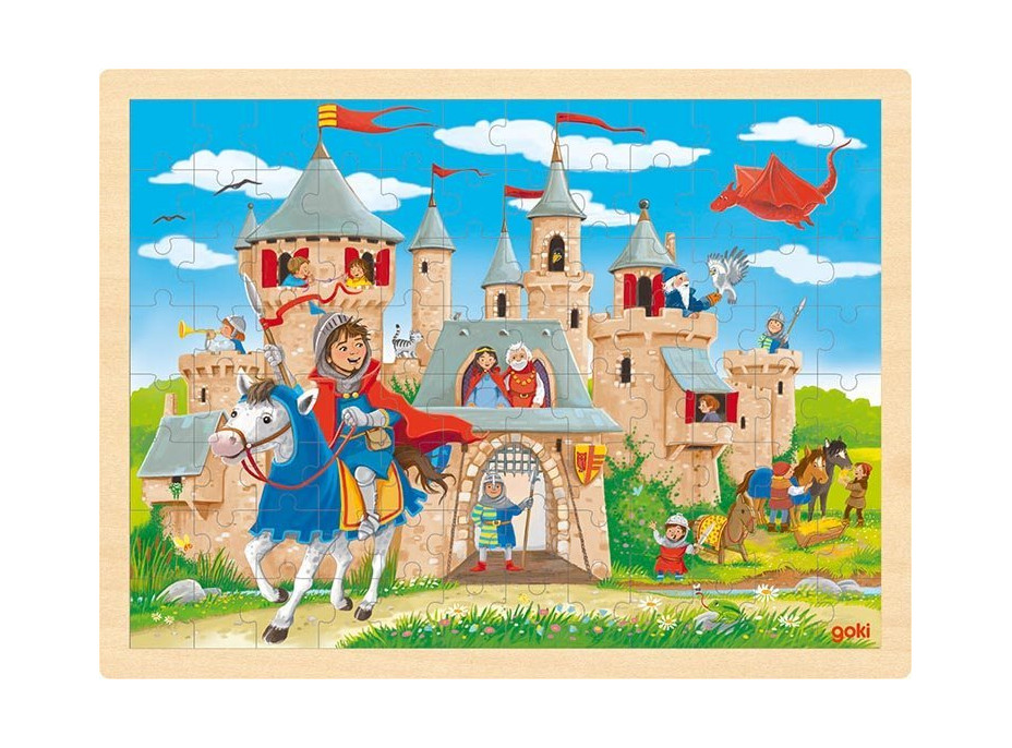 GOKI Drevené puzzle Rytiersky hrad 96 dielikov