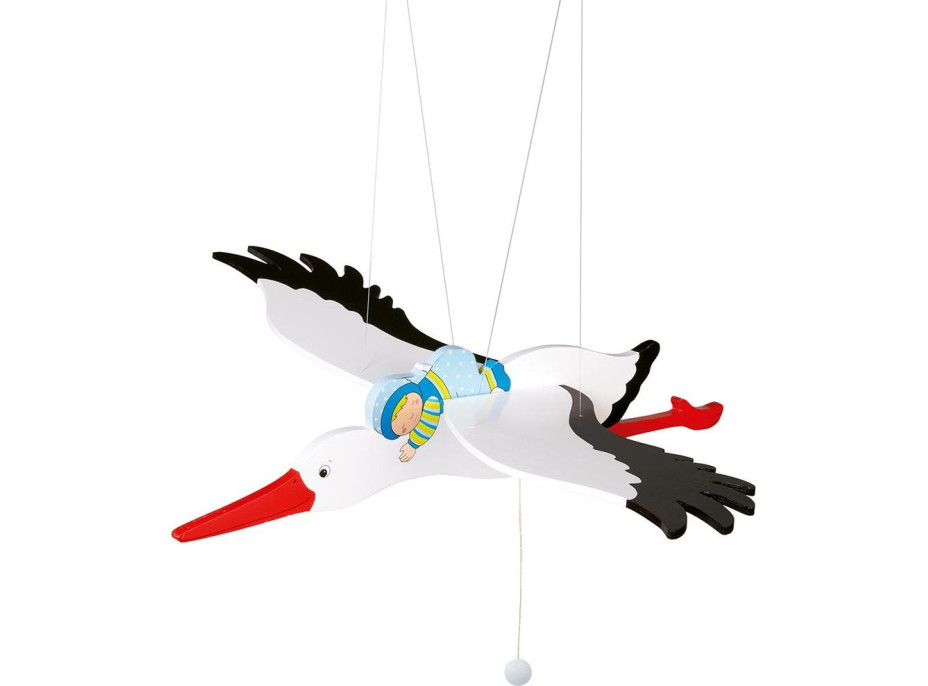 GOKI Lietajúci bocian s bábätkom 54cm