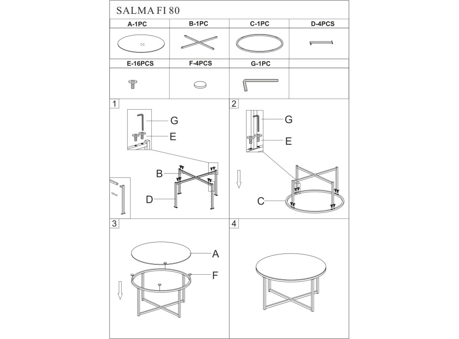 Konferenčný stolík SALMA - efekt mramoru/zlatý