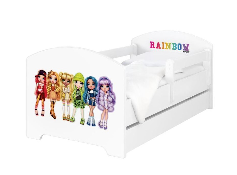 Detská posteľ OSKAR - 180x80 cm - Rainbow High Friends - biela