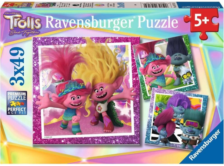 RAVENSBURGER Puzzle Trollovia 3, 3x49 dielikov