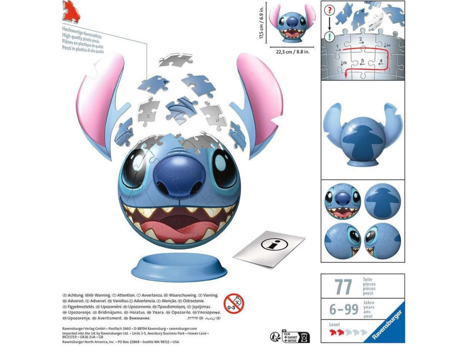 RAVENSBURGER Puzzleball Stitch s ušami 77 dielikov