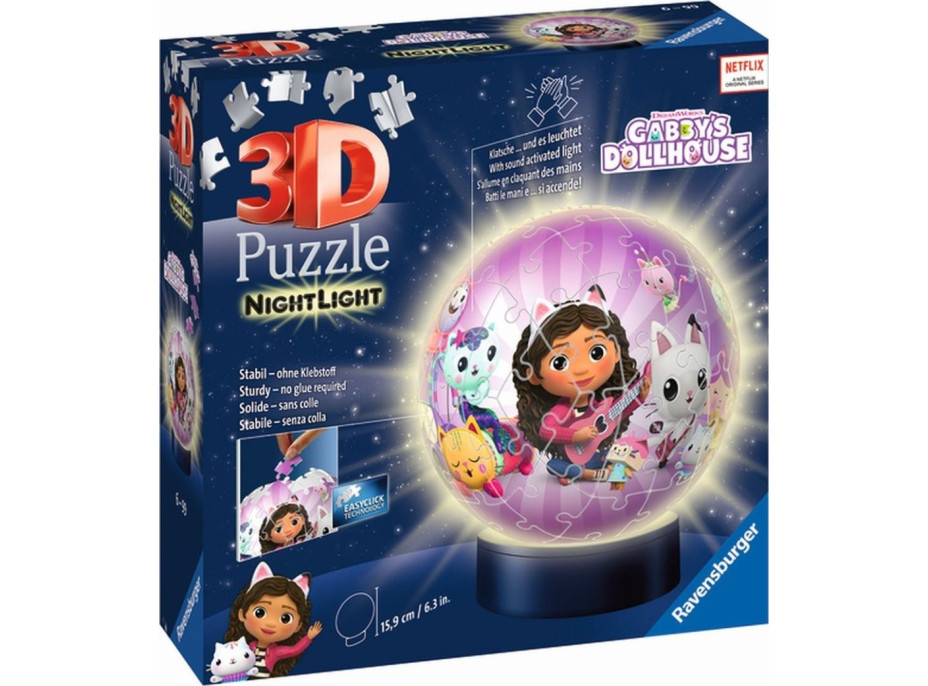 RAVENSBURGER Svietiaci puzzleball Gábinin kúzelný domček 74 dielikov