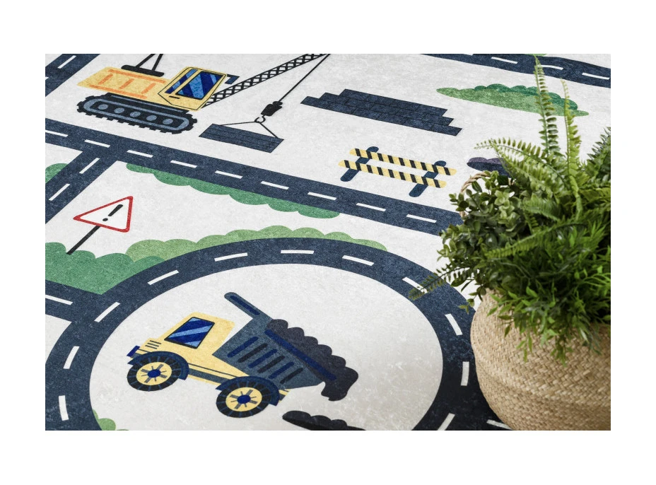 Detský kusový koberec Bambino 2223 Streets cars cream