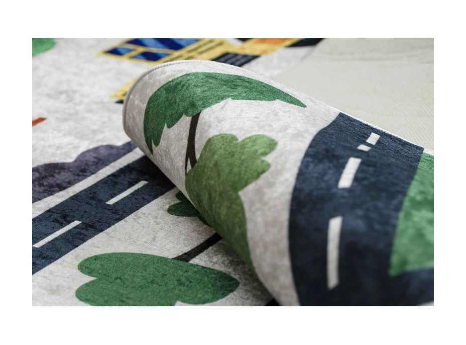 Detský kusový koberec Bambino 2223 Streets cars cream