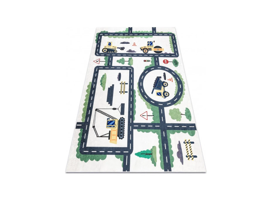Detský kusový koberec Bambino 2223 Streets cars cream