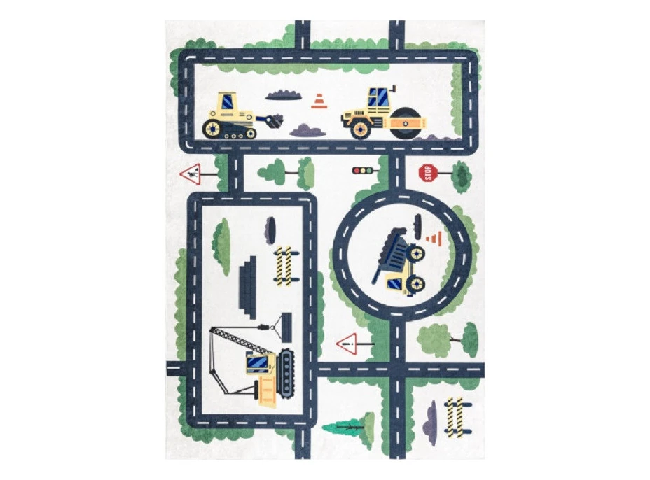 Detský kusový koberec Bambino 2223 Streets cars cream
