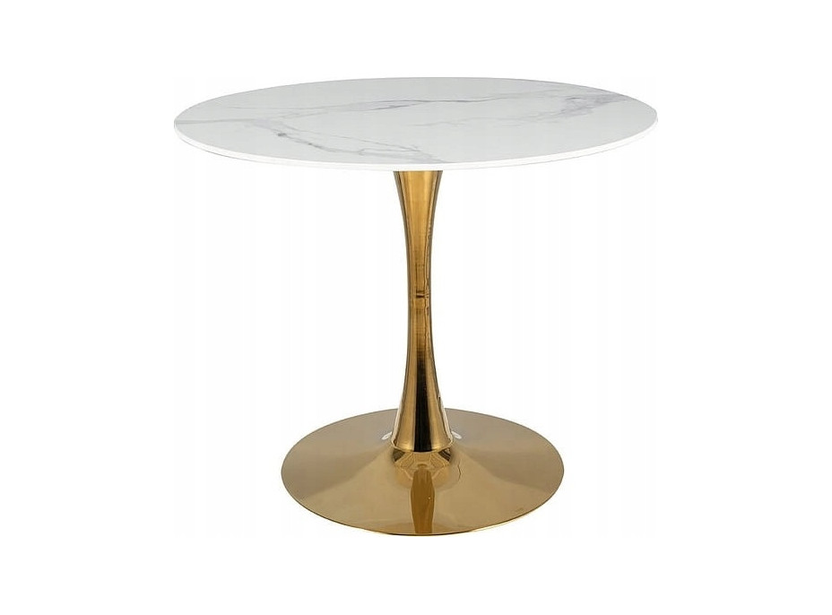 Okrúhly stôl ESPERO - biely mramor/zlatý