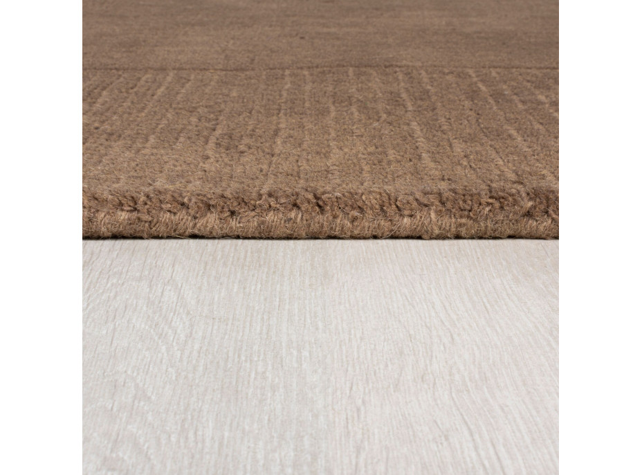 Kusový ručne tkaný koberec Tuscany Textured Wool Border Brown