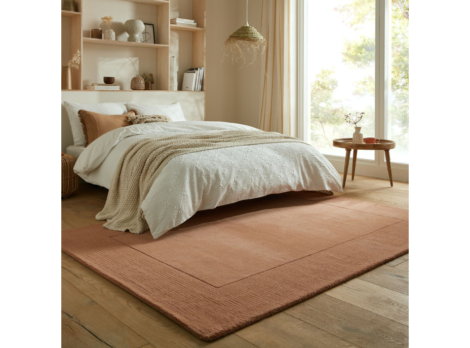 Kusový ručne tkaný koberec Tuscany Textured Wool Border Orange