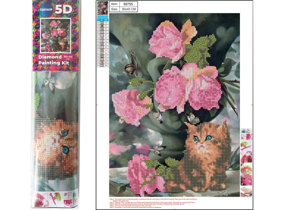 Diamantový obraz plátno 30x40cm - Mačiatko s kvetinou