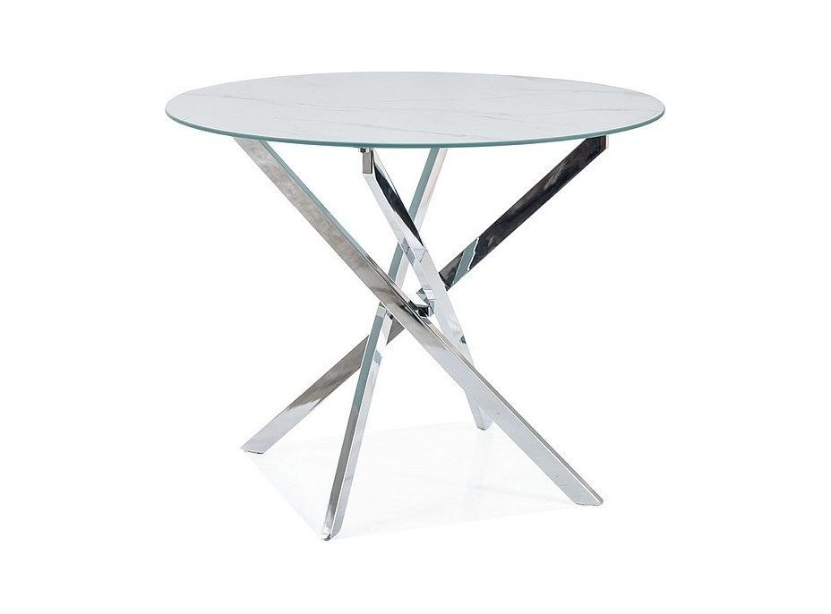 Jedálenský okrúhly stôl AGIS - biely mramor/chróm