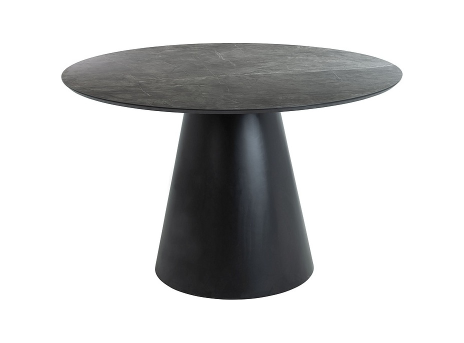 Okrúhly jedálenský stôl ANGEL - sivý mramor/čierny