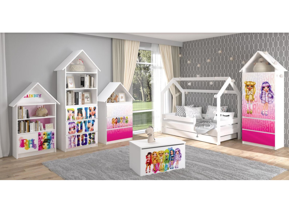 Detský domčekový úložný regál Rainbow High - Sparkle - ružový