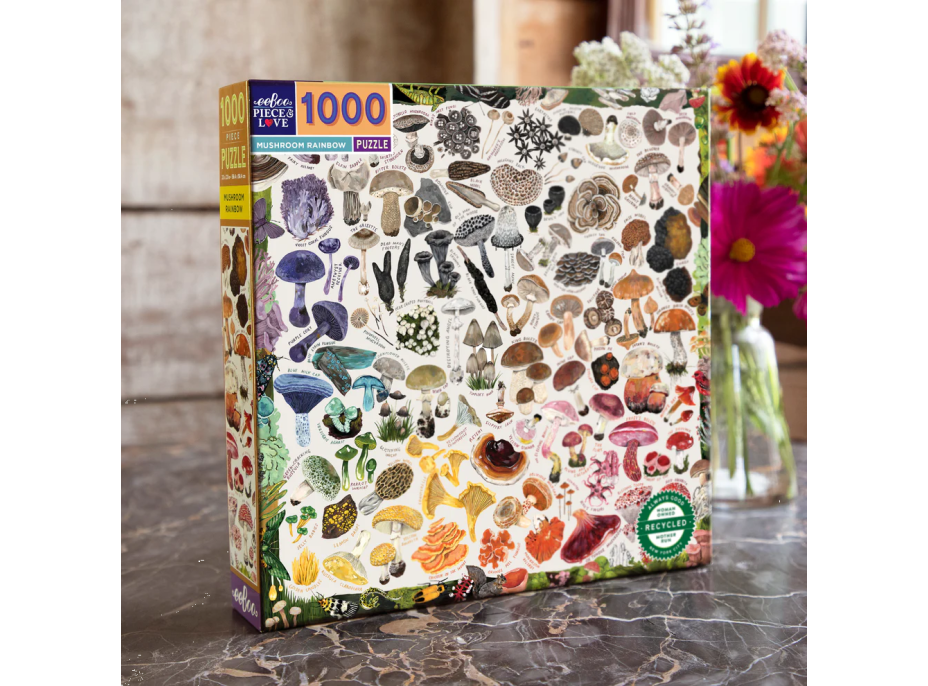 EEBOO Štvorcové puzzle Hubová dúha 1000 dielikov
