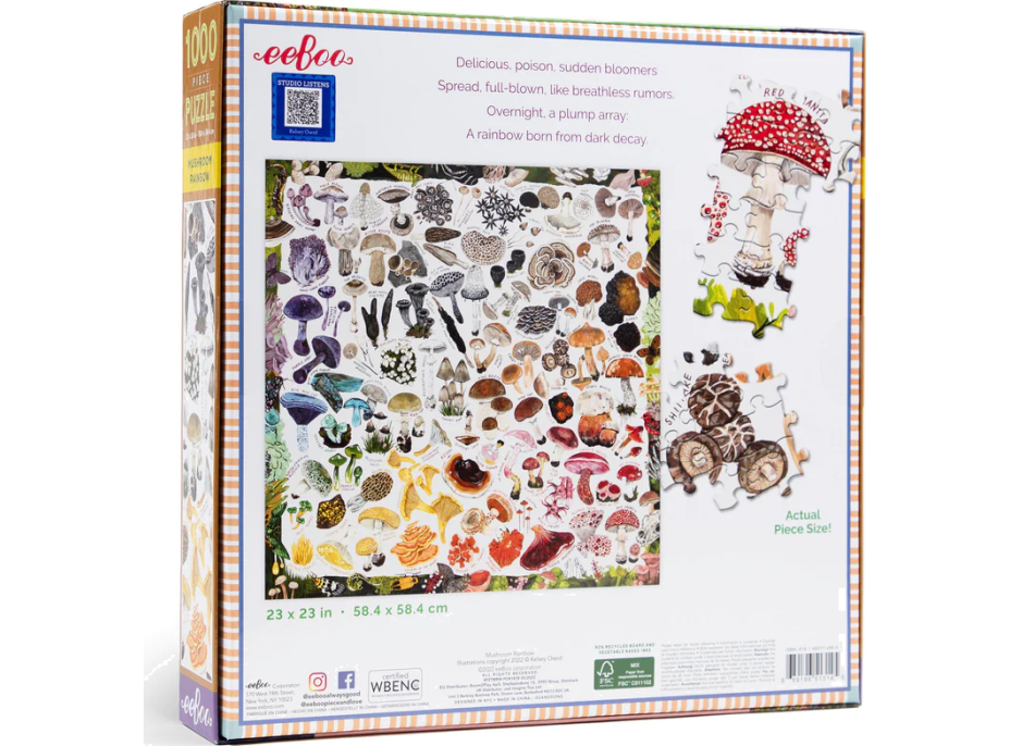EEBOO Štvorcové puzzle Hubová dúha 1000 dielikov