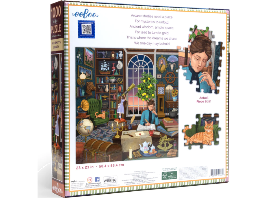 EEBOO Štvorcové puzzle Knižnica alchymistov 1000 dielikov