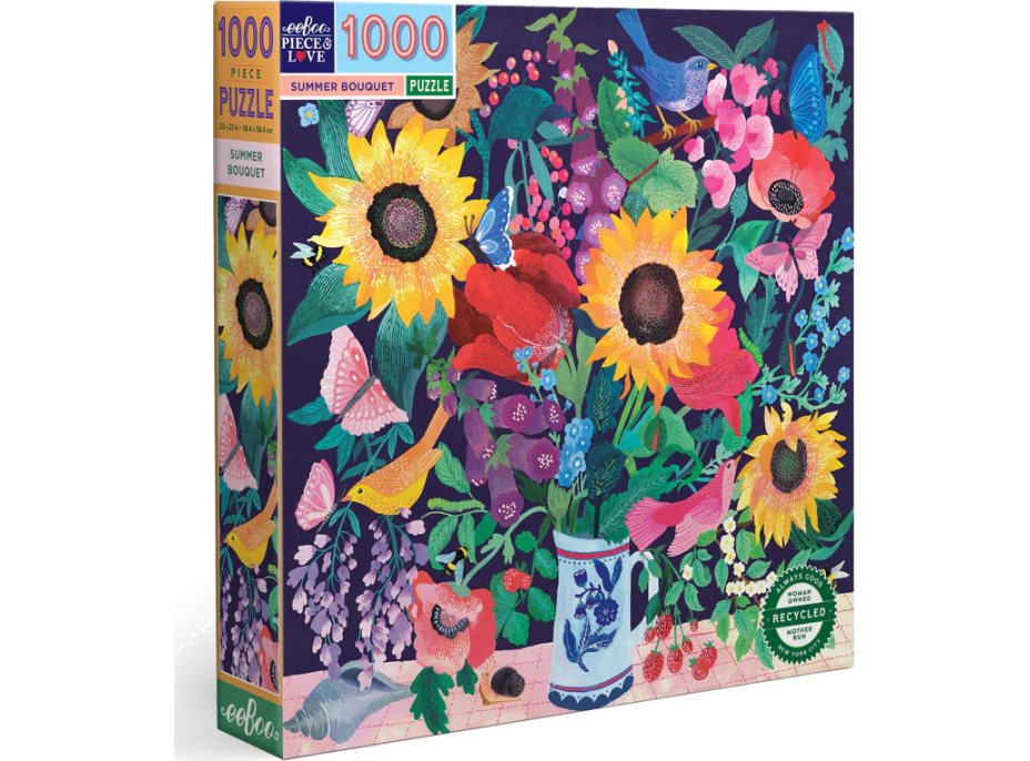 EEBOO Štvorcové puzzle Letná kytica 1000 dielikov