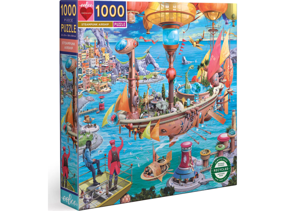 EEBOO Štvorcové puzzle Steampunková vzducholoď 1000 dielikov