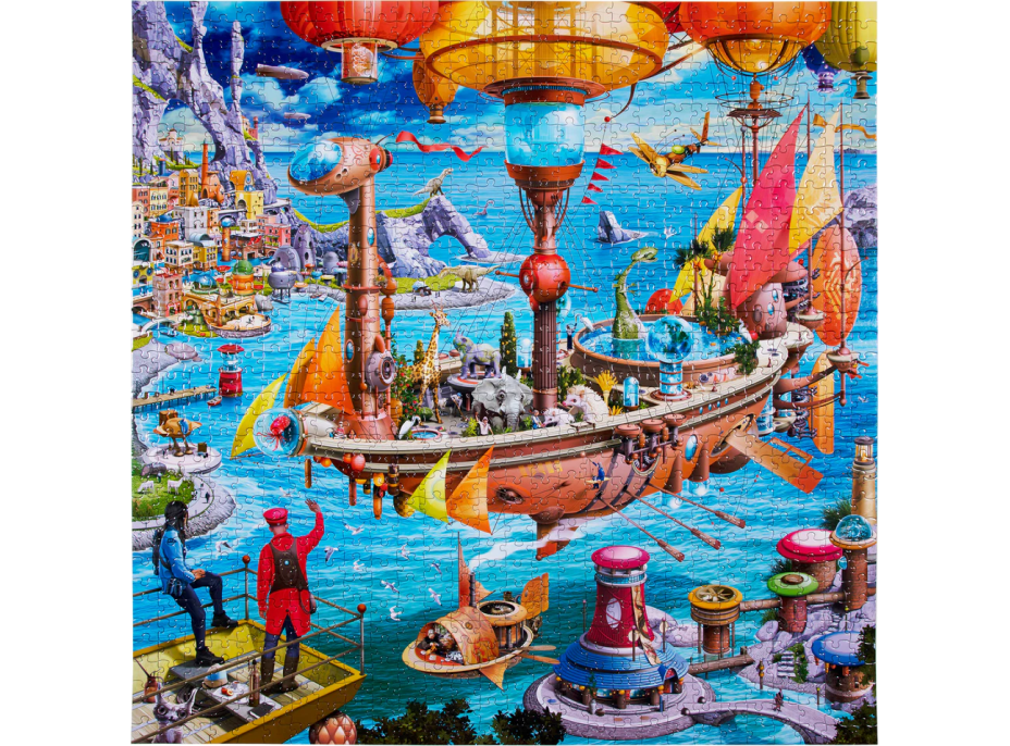 EEBOO Štvorcové puzzle Steampunková vzducholoď 1000 dielikov