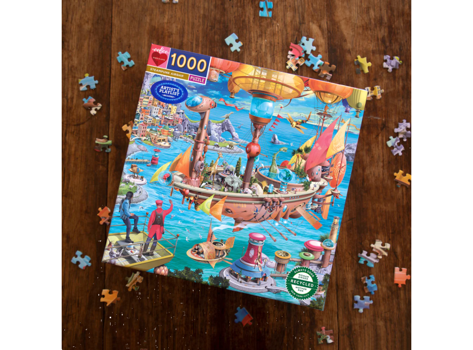 EEBOO Štvorcové puzzle Steampunková vzducholoď 1000 dielikov