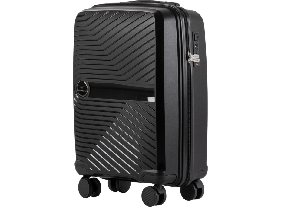 Moderný cestovný kufor DIMPLE - vel. S - čierny - TSA zámok