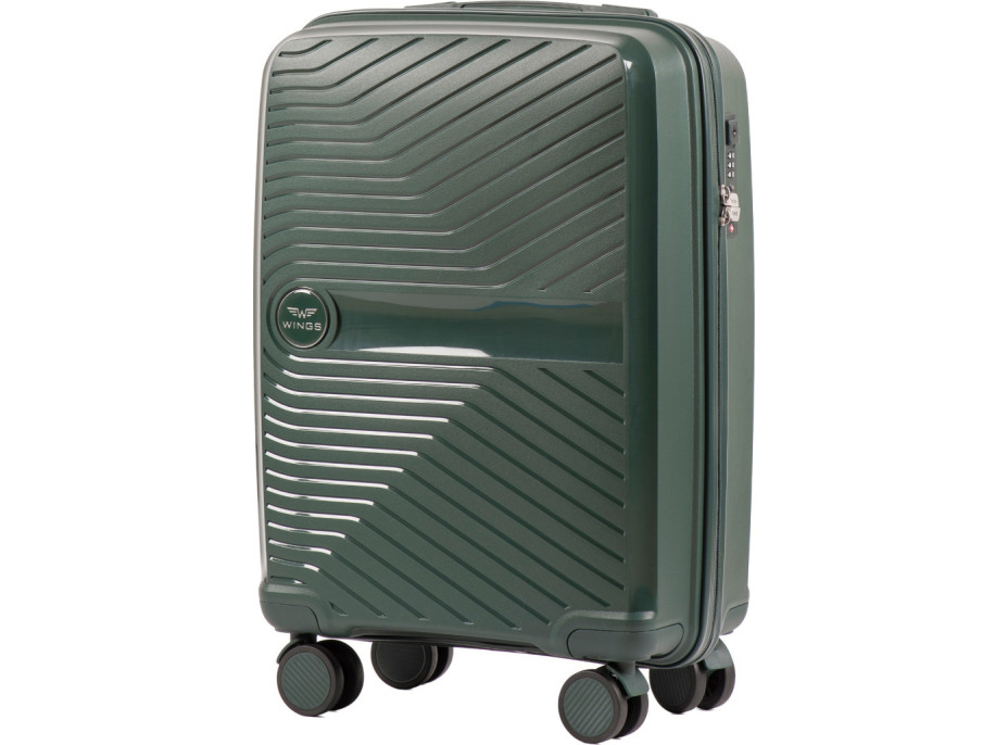 Moderný cestovný kufor DIMPLE - vel. S - tmavo zelený - TSA zámok