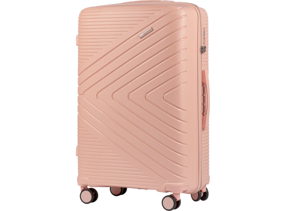 Moderný cestovný kufor WAY - vel. L - koralovo ružový - TSA zámok