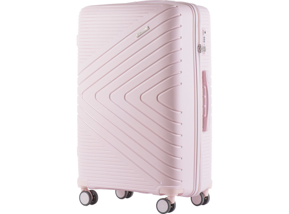 Moderný cestovný kufor WAY - vel. L - svetlo ružový - TSA zámok
