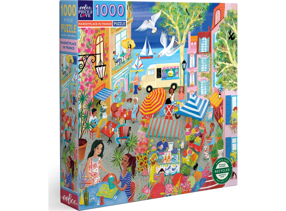 EEBOO Štvorcové puzzle Francúzske trhy 1000 dielikov
