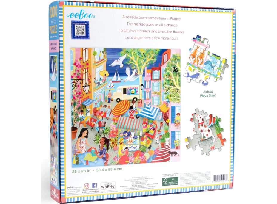 EEBOO Štvorcové puzzle Francúzske trhy 1000 dielikov