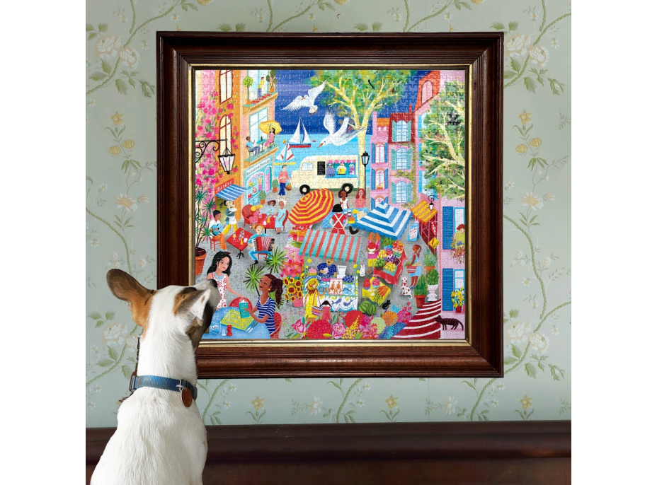 EEBOO Štvorcové puzzle Francúzske trhy 1000 dielikov