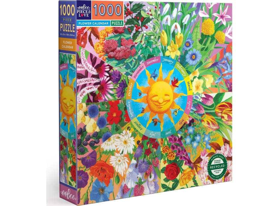 EEBOO Štvorcové puzzle Kvetinový kalendár 1000 dielikov