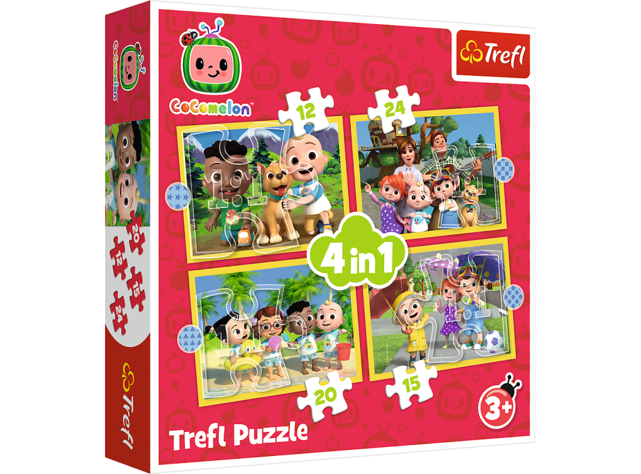 TREFL Puzzle Cocomelon: Zoznámte sa 4v1 (12, 15, 20, 24 dielikov)