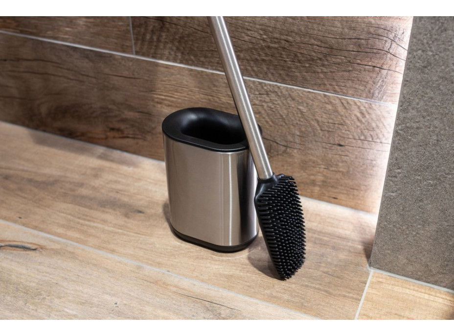 WC kefa (na WC rimless) - strieborná - kov/plast
