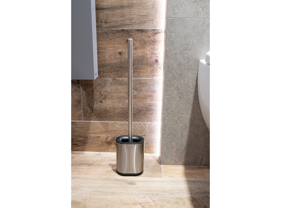 WC kefa (na WC rimless) - strieborná - kov/plast