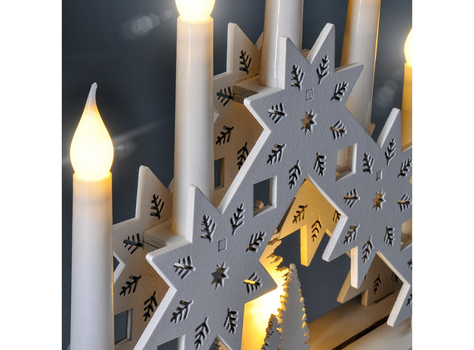 LED vianočný svietnik s hviezdami, 30cm