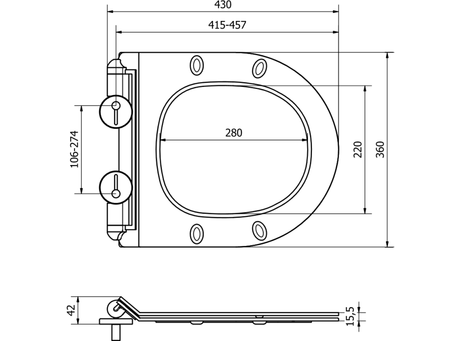 Duroplast WC sedátko MEXEN Slim - softclose - biele, 39010100