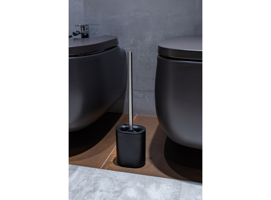 WC kefa (na wc rimless) - čierna/strieborná - kov/plast