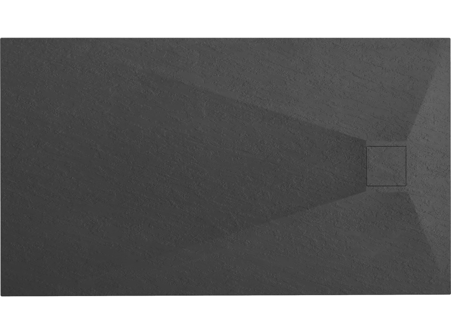 Sprchová SMC vanička REA MAGNUM 80x120 cm - imitácia kameňa - čierna