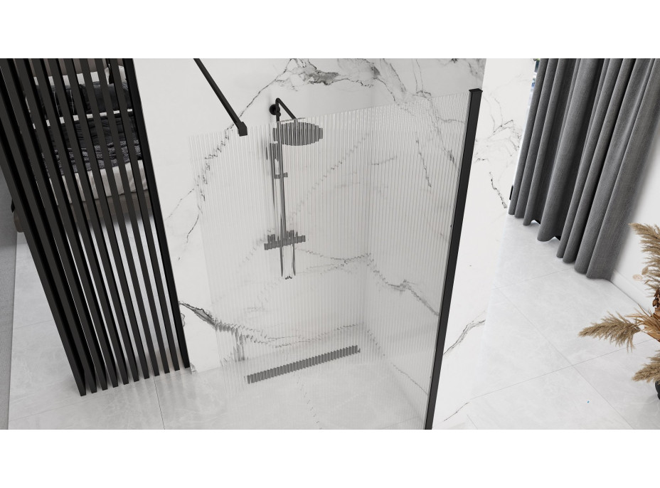 Kúpeľňová pevná zástena Rea AERO 120 cm - čierna matná - intimo sklo