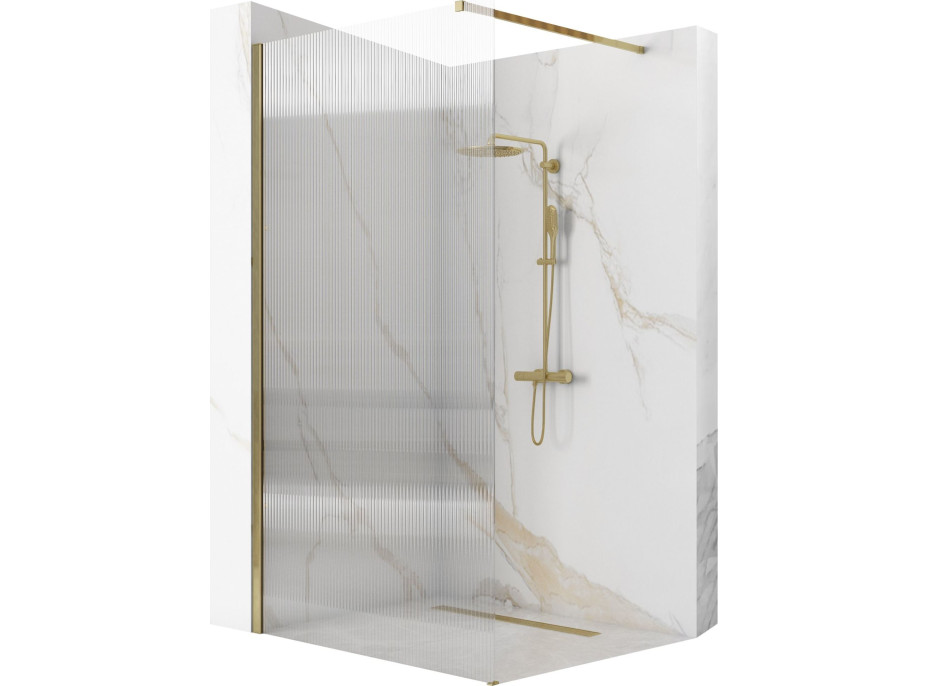 Kúpeľňová pevná zástena Rea AERO 90 cm - brúsená zlatá - intimo sklo