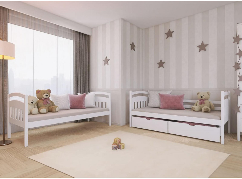 Detská poschodová posteľ z masívu borovice GABINA so šuplíkmi 200x90 cm - prírodná