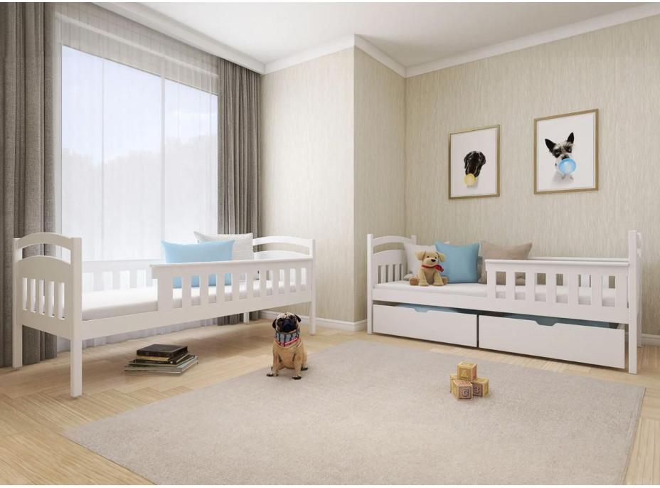 Detská poschodová posteľ z masívu borovice HENRY so zásuvkami 200x90 cm - biela