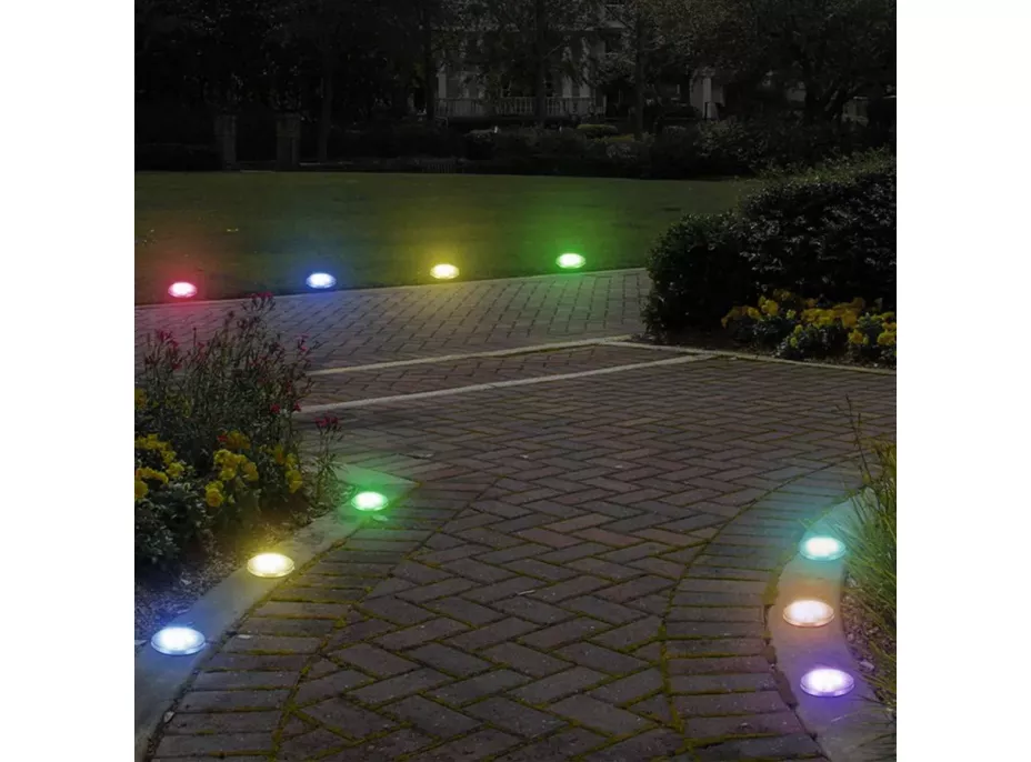 Záhradná LED RGB solárna lampa do zeme 12x13 cm - strieborná