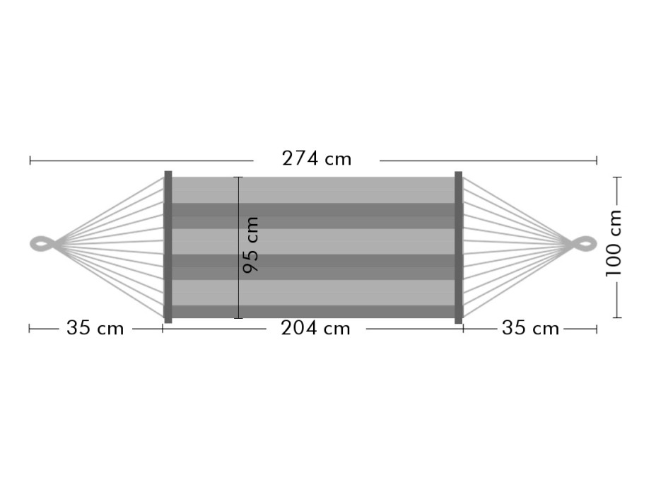 Hojdacia sieť 200x100 cm - rozmery