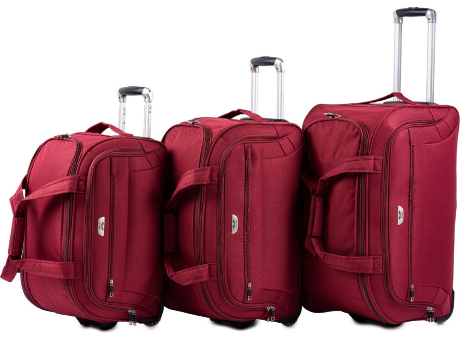 Moderné cestovné tašky CAPACITY - set S+M+L - tmavo červené